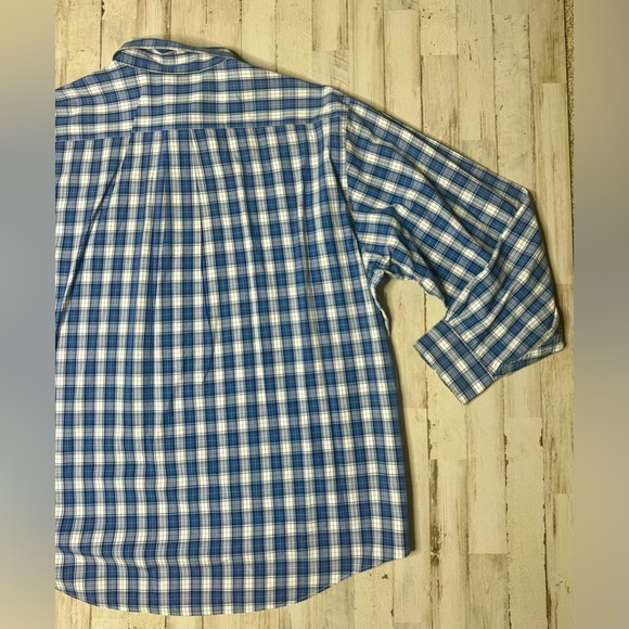 Brooks Brothers Madison Fit  Stretch Button Down Shirt Mens XL Plaid Blue - Picture 12 of 13